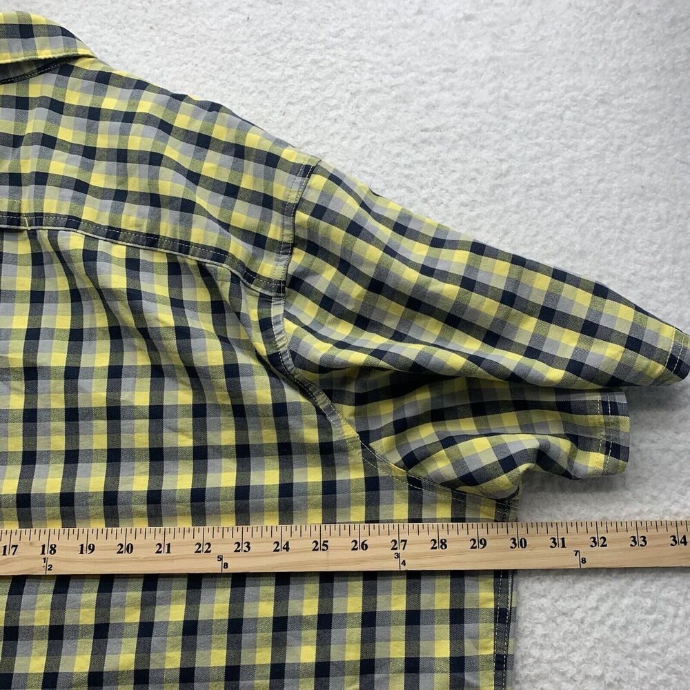 Wrangler Shirt Mens 3XL Regular Fit Metal Buttons Yellow Black‎ Gray Check Plaid - Picture 8 of 12
